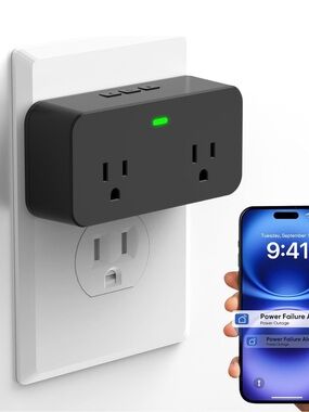 Power Failure Alarm WiFi Smart Power Outage Alarm with App 2 Sockets